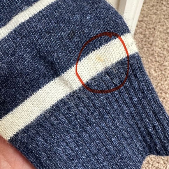 A.P.C. Blue & White Striped Sweater Button Neck Cashmere & Wool Size Small - Picture 10 of 10